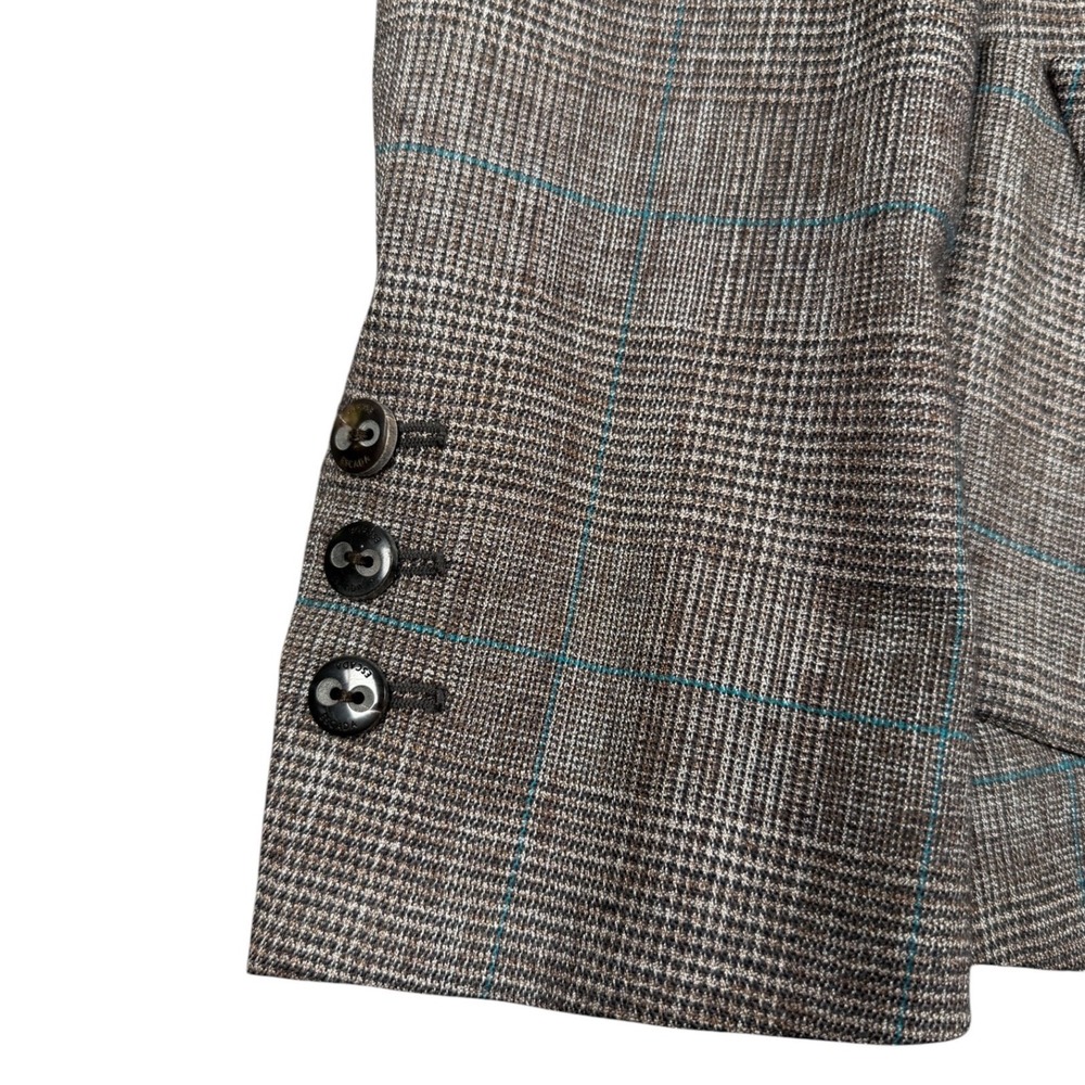 Escada Blazer Jacket Womens 36 (34) Brown Glen Plaid Wool Blend One Button - Picture 3 of 8